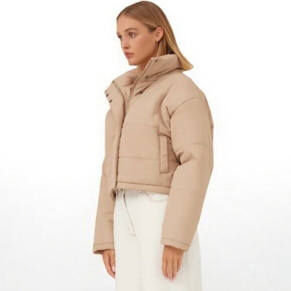🌻THE FIFTH LABEL Tan Remake Cropped Puffer Jacket US SIZE 6 - Picture 2 of 13